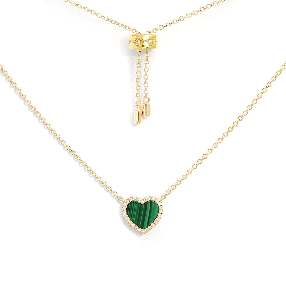 Collier Ajustable Cœur Malachite Mini - APM Monaco