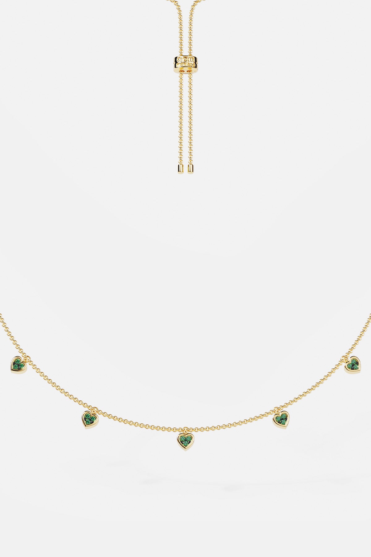 Collier Ajustable Cœur Vert et Blanc - APM Monaco