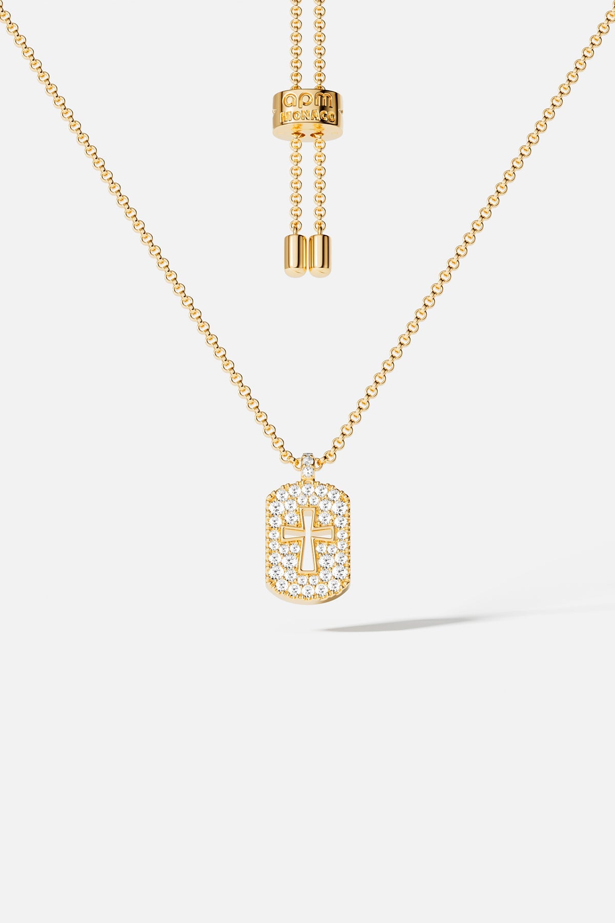 Collier Ajustable Croix Pavé