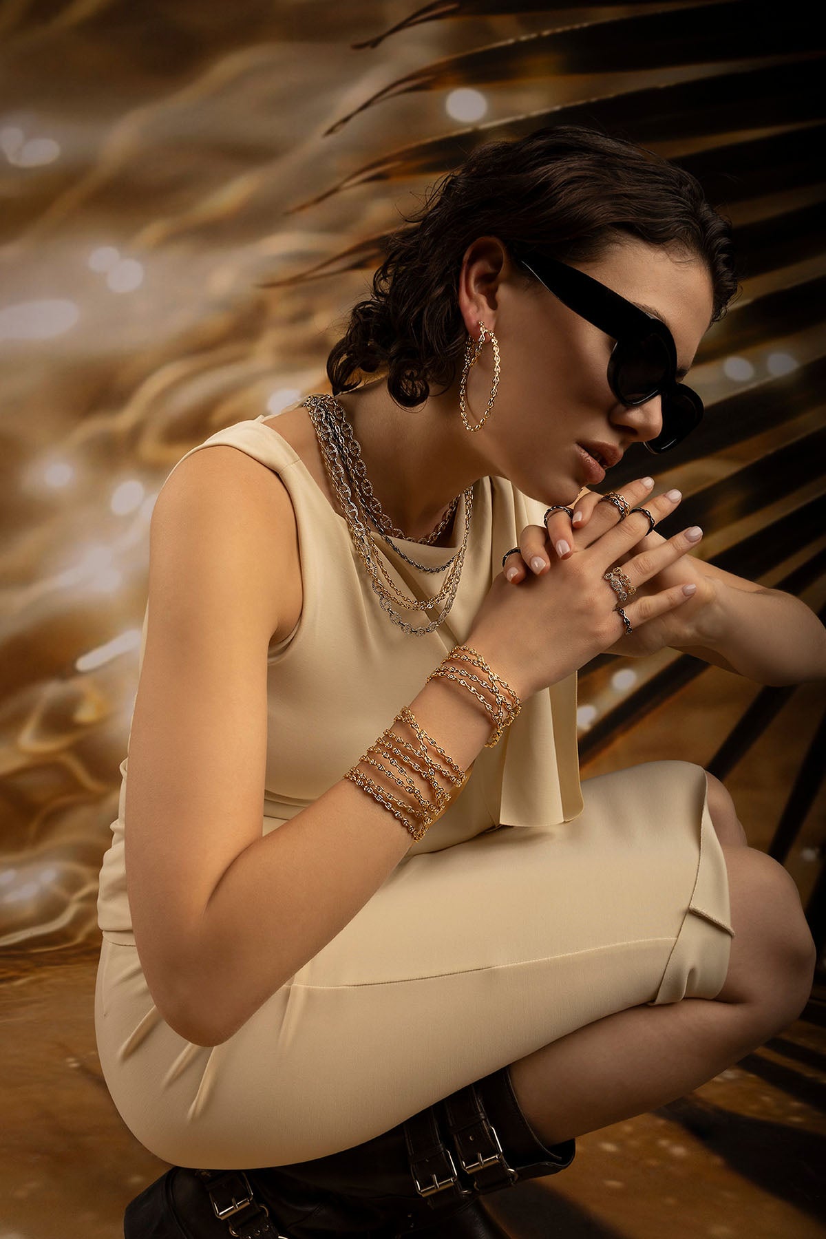 APM Monaco Collier Chaîne Maille Marine en Or Jaune