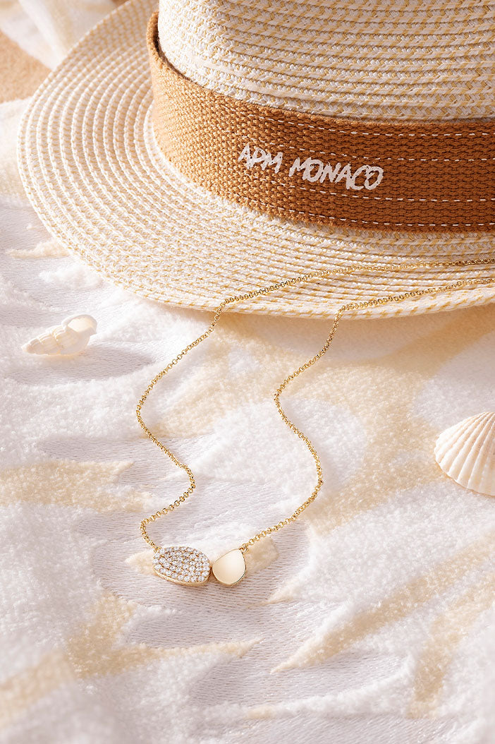 APM Monaco Collier Ajustable Galet Or Jaune