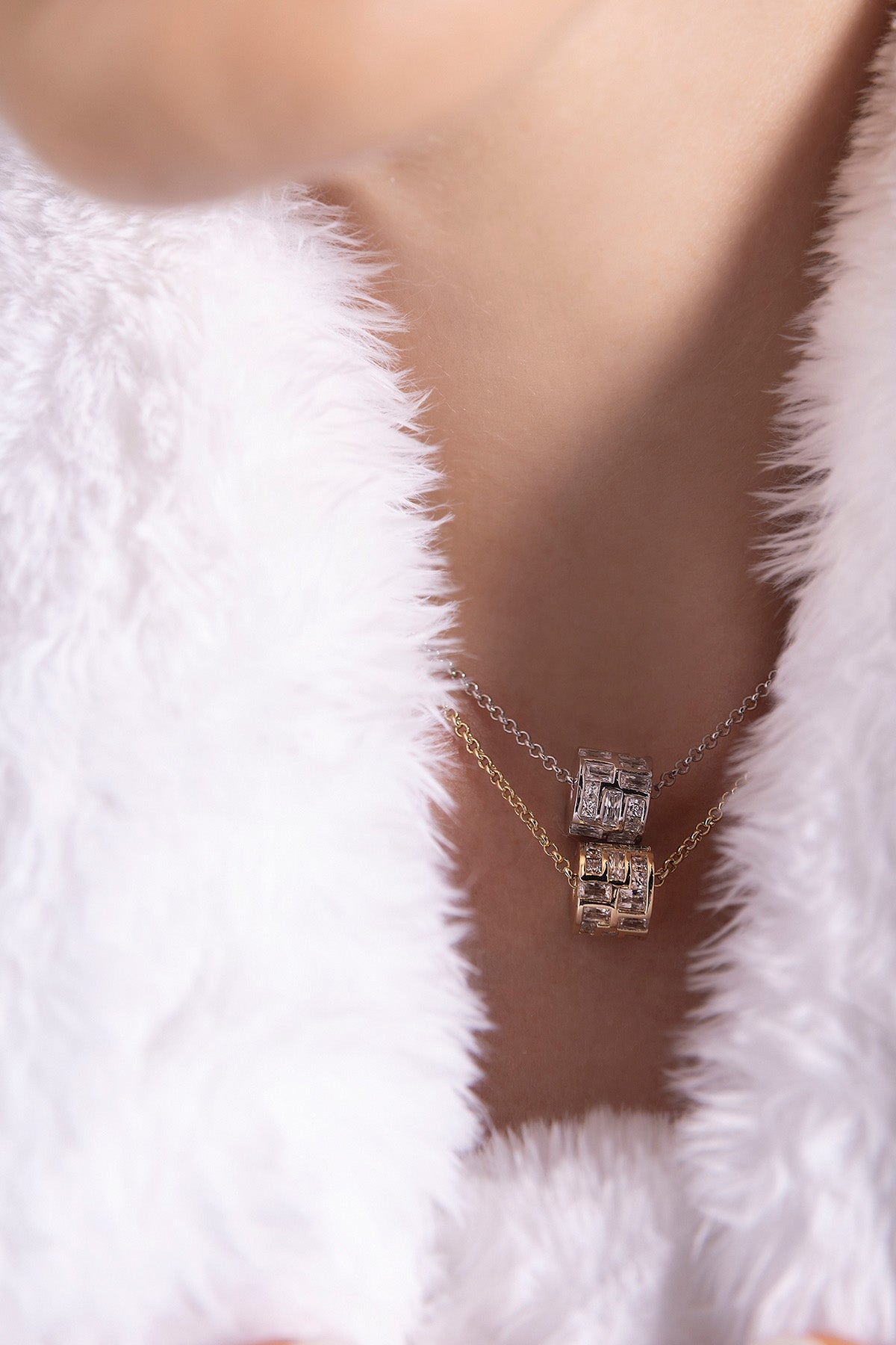 APM MONACO labyrinth adjustable choker  on a white fur background