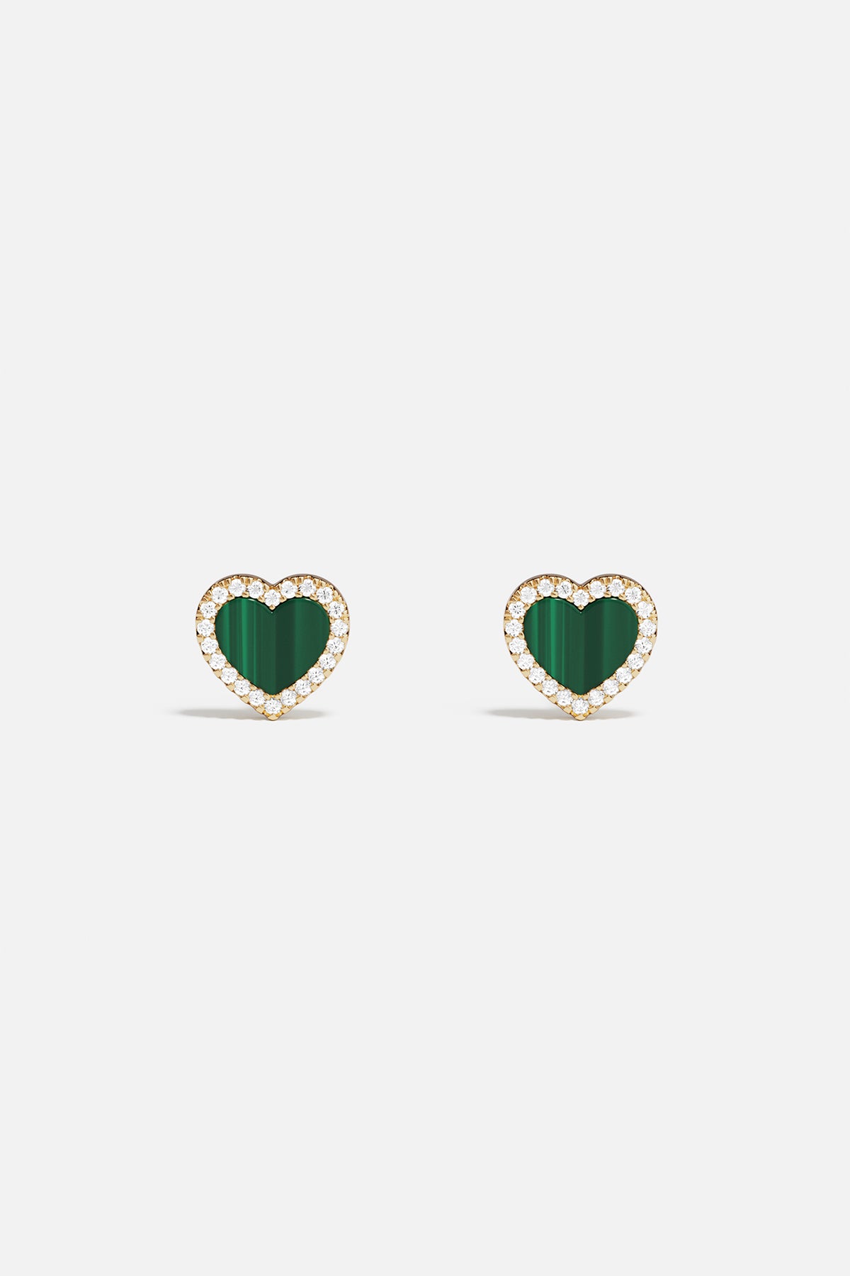 Clous d'Oreilles Cœur Malachite