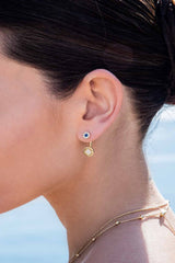 APM Monaco Boucles d'Oreilles Asymétriques Météorites & Œil Porte-Bonheur avec Ear Cuff en Or Jaune