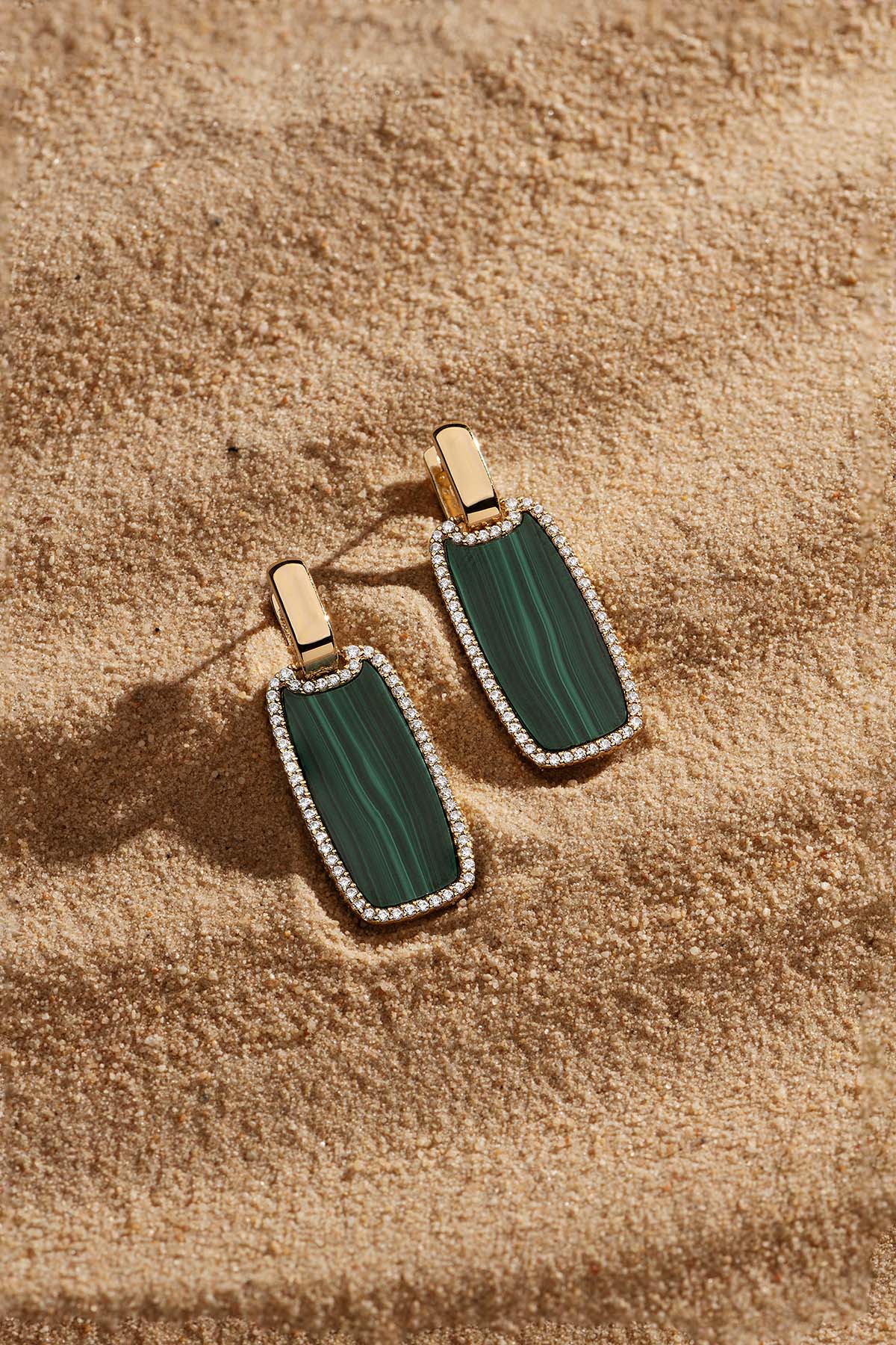 Boucles d'Oreilles Médaille Malachite - APM Monaco