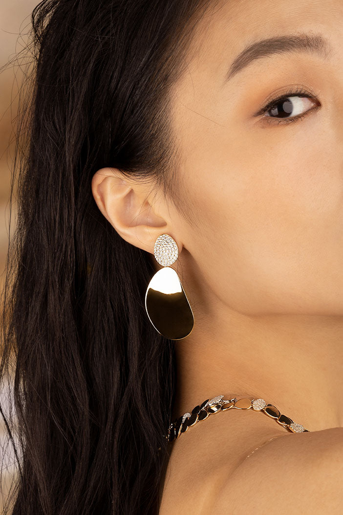 APM Monaco Boucles d'Oreilles Galet en Or Jaune