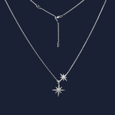 APM Monaco Collier Ajustable Double Météorites en Argent