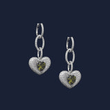 Boucles d'Oreilles Chaîne Cœur Kaki