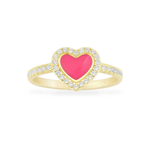 Bague Pavé Cœur Rose Néon