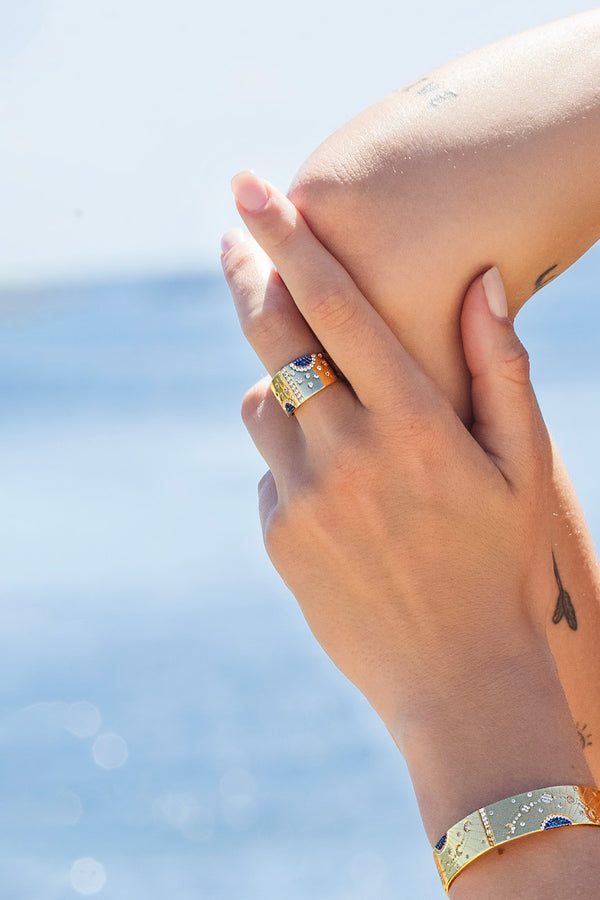 APM Monaco Bague Soleil et Lune en Or Jaune