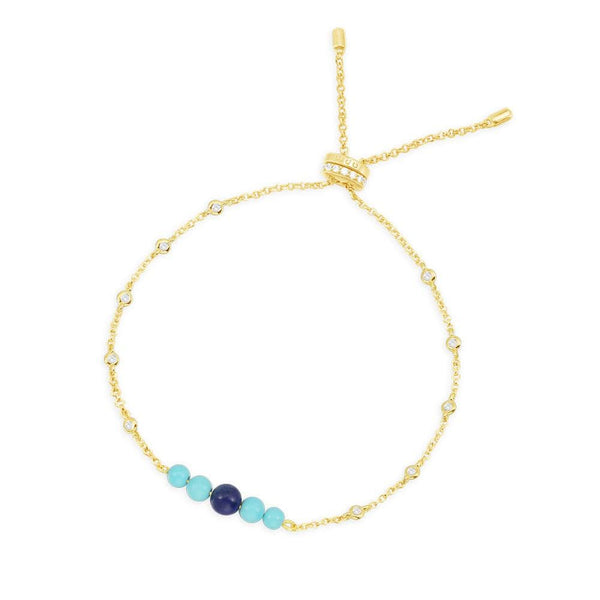 Bracelet Ajustable avec Pierres Bleues