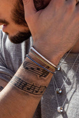 APM Monaco Bracelet Jonc Bleu en Argent