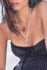 Collier Ajustable Yummy Bear Captain avec Perles APM Monaco en argent 