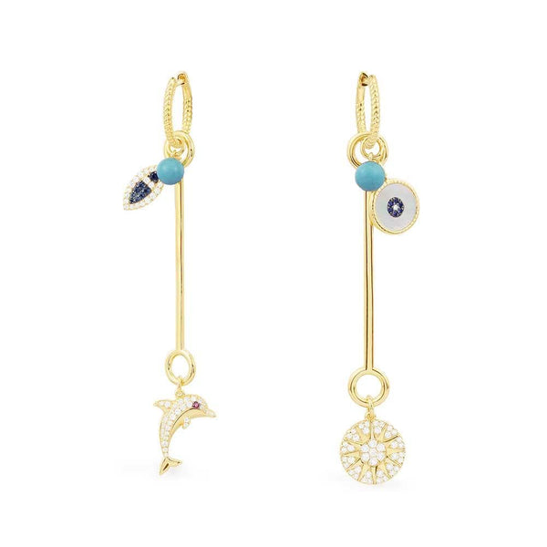 Boucles d’Oreilles Asymétriques Marines
