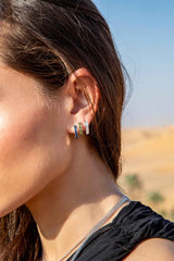 APM Monaco Mini Boucles d'oreilles Rectangle Kaki en Argent