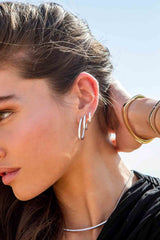 APM Monaco Boucles d'oreilles Ovales Pavé en Argent