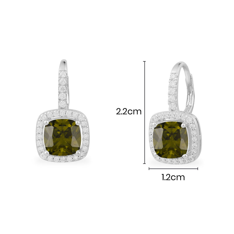 Boucles d'Oreille Pierre Carrée Kaki