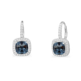 Boucles d'Oreille Pierre Carrée Bleue