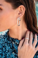APM Monaco Boucles d'Oreilles Ovales Pavé en Argent