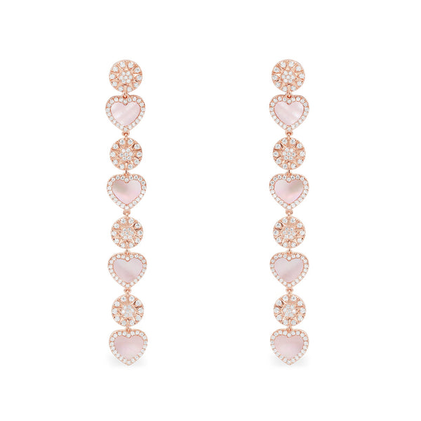 Boucles d'oreilles Cœur Nacre Rose