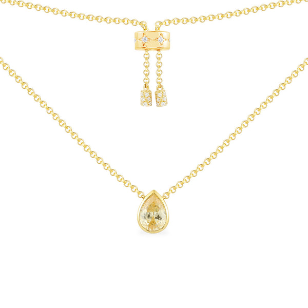 Collier Ajustable Goutte d'Eau Jaune