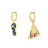 Boucles d'Oreilles Asymétriques Tong & Happy Face