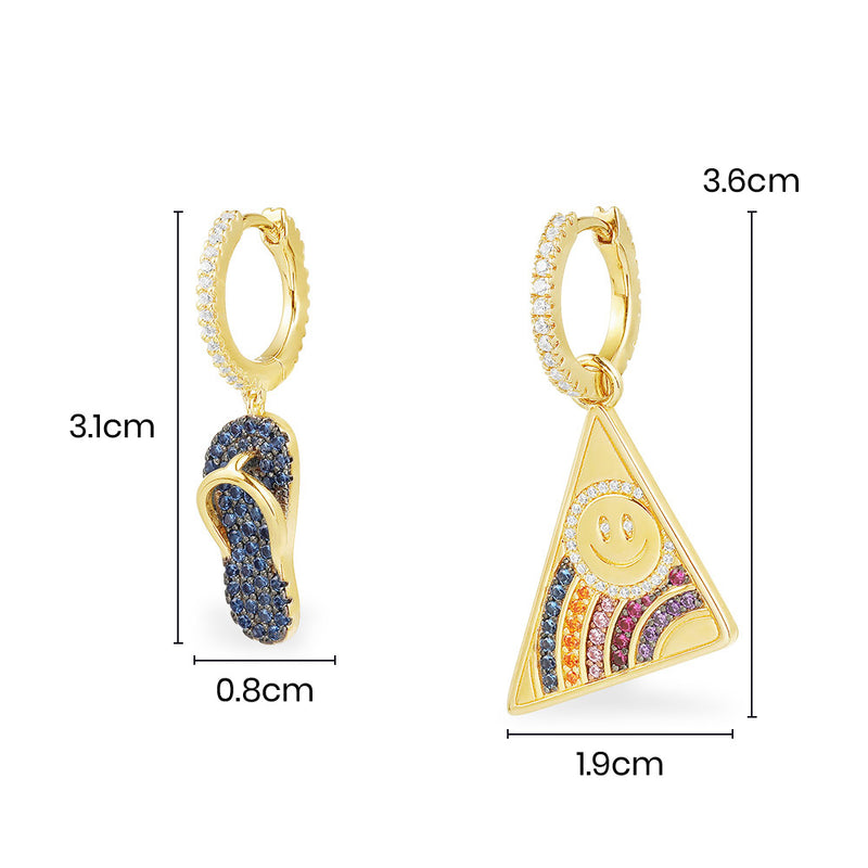Boucles d'Oreilles Asymétriques Tong & Happy Face