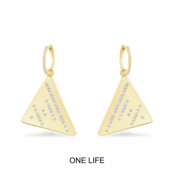 Boucles d'Oreilles Morse Code ONE LIFE Triangulaires