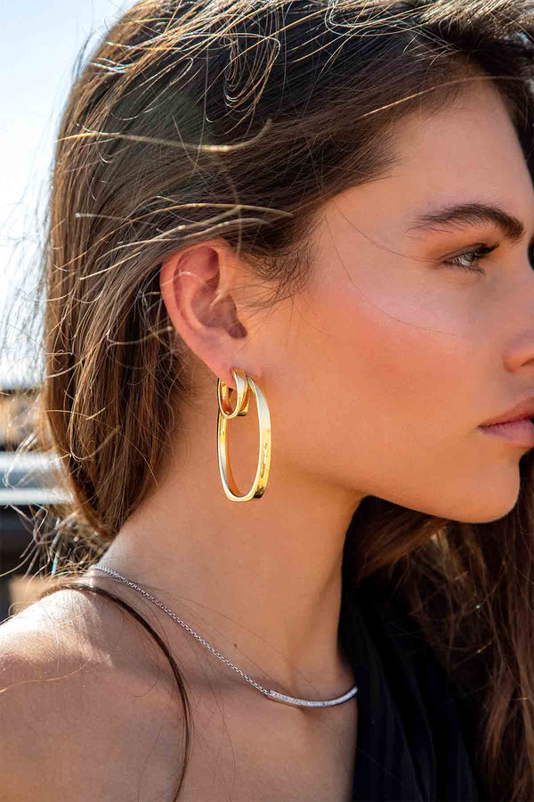 APM Monaco Boucles d'oreilles Ovales Bold Longues en Argent